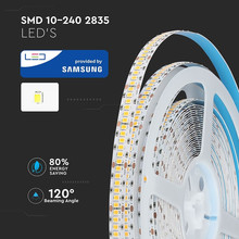 SKU 333 LED Лента SAMSUNG ЧИП 2835 240/1 24V IP20 6000K CRI95+ с марка V-TAC