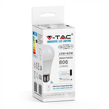 LED Крушка Е27 10W A60 SMART WIFI RGB + Топла и Студена Светлина SKU 2751 V-TAC