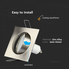 SKU 3591 GU10 Корпус Луна Квадрат Оринтируема Сатен Никел с марка V-TAC