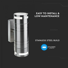 SKU 7504 Фасадно Тяло За Стена GU10 Сатен Никел Две Посоки IP44 с марка V-TAC