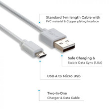 SKU 8480 1 M Micro USB Кабел Бял - Pearl Серия с марка V-TAC