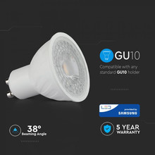LED Крушка GU10 6.5W 6400K 38° SAMSUNG ЧИП SKU 191 V-TAC