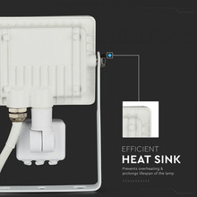 LED Прожектор със сензор 10W 6400К SAMSUNG ЧИП Бяло Тяло SKU 435 V-TAC