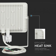 LED Прожектор със сензор 50W 6400К SAMSUNG ЧИП Бяло Тяло SKU 468 V-TAC