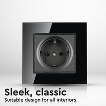 SKU 8399 Контакт EU 16А Стъклен Панел Черен с марка V-TAC