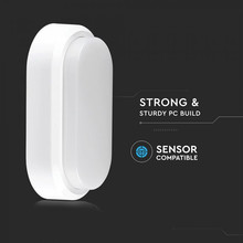 Плафон за таван 8W 3000К IP54 Овална Бяло Тяло SKU 1311 V-TAC