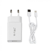 SKU 8645 Зарядно 2.1А Micro USB Кабел Бяло с марка V-TAC