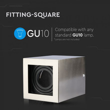SKU 3632 GU10 Корпус Луна Външен Монтаж Квадрат Сатен Никел с марка V-TAC