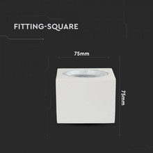 GU10 Fitting Square Gypsum With Aluminium Ring White 
