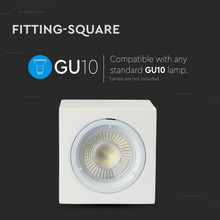 GU10 Fitting Square Gypsum With Aluminium Ring White 