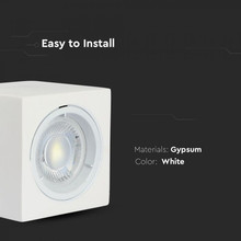 GU10 Fitting Square Gypsum With Aluminium Ring White 