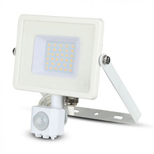LED Прожектор със сензор 30W 3000К SAMSUNG ЧИП Бяло Тяло SKU 457 V-TAC