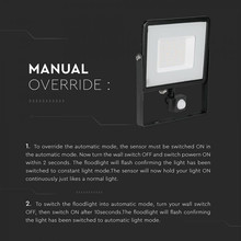 LED Прожектор със сензор 50W 4000К SAMSUNG ЧИП Черно Тяло SKU 470 V-TAC