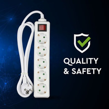 SKU 8766 5 Гнезда Разклонител С Ключ 3 Х 1.5 - 2 Х 1.5М Бял с марка V-TAC