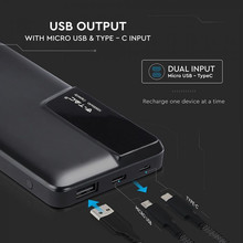 SKU 8869 Външна Батерия 10K Mah Дисплей USB Type C Черна с марка V-TAC
