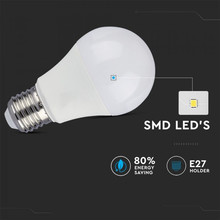 LED Крушка Е27 9W A60 Термо Пластик 3 Степенно Димируема 4000K 2Бр Блистер SKU 7289 V-TAC