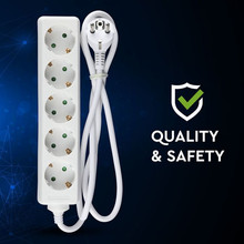 SKU 8759 5 Гнезда Разклонител 3 Х 1.5 - 2 Х 3М Бял с марка V-TAC