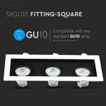 3xGU10 Fitting Square White+Black 