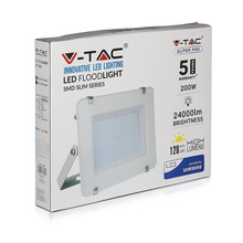 LED Прожектор 200W 6400К 120LM/W SAMSUNG ЧИП Бяло Тяло SKU 788 V-TAC