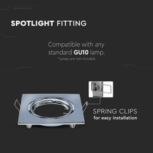 GU10 Square Spotlight Fitting Chome 2 pcs/box  82X82