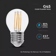LED Крушка Е27 6W Filament G45 2700К 130LM W SKU 2851 V-TAC