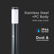 SKU 8966 Е27 Градинска Лампа 80СМ PIR Сензор Неръждавейка Сив IP44 с марка V-TAC