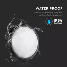 Плафон за таван 8W 3000К IP54 Кръгла Черно Тяло SKU 1261 V-TAC