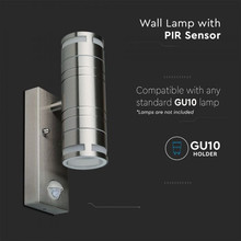 Wall Fitting Gu10 Steel Body Sensor  2 Way IP44