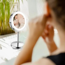 SKU 6629 3 LED Огледало Настолно 4xAAA Батерия Никел Тяло D:17СМ с марка V-TAC