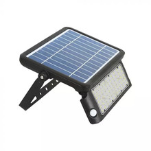 10W LED Solar Floodlight Black Body 4000K PIR Sensor IP 65