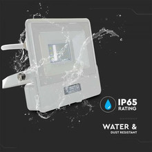 LED Прожектор с PIR сензор 10W 3000К SAMSUNG ЧИП Бяло Тяло и 1 метър кабел SKU 20292 V-TAC