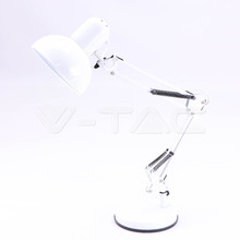 Designer Table Lamp With Adjustable Metal Bracket + Switch & E27 Holder - White