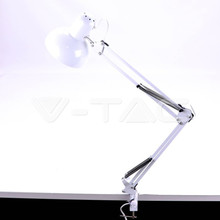 Designer Table Lamp With Adjustable Metal Bracket + Switch & E27 Holder Hookup - White  