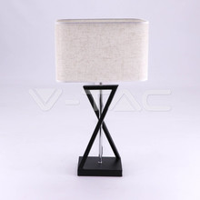Designer Table Lamp E27 With Ivory Lamp Shade Black Base + Switch  Square