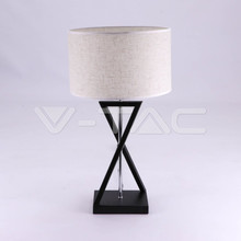 Designer Table Lamp E27 With Ivory Lamp Shade Black Base + Switch  Round 