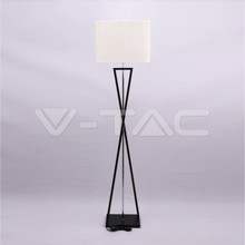 Designer Floor Lamp With Ivory Lampshade Black Square Black Metal Canopy + Switch 