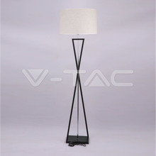 Designer Floor Lamp With Ivory Lampshade Black Round Black Metal Canopy + Switch 