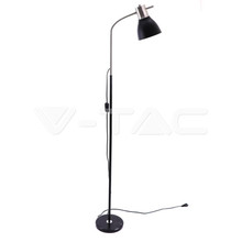 Designer Floor Lamp With Black Metal Base + Switch E27 Holder Black +Chrome
