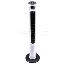 55W LED Tower Fan With Temperature Display And Remote Contrel 46 Inch White & BLA Finish
