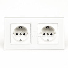 EU Socket 16A Glass Panel 2 Way White