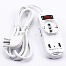 SKU 8745 1.5M MULTIPLE ADAPTOR W/ OVERLOAD PROTECTION W/USB (POLYBAG W/ CARD PACKAGE) - WHITE с марка V-TAC
