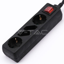 4 Holes Socket Whit Switch (3G 1.5MM2 X 1.5M ) Polybag With Card Black 