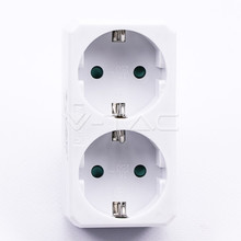 2 Ways Adapter With Earthing Contact 10/16A 250V (Label + Polybag With Headcard ) White 