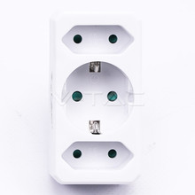 2 Ways Adapter With 2 Euro Socket 10A , 1 Socket 10/16A 250V ( Label+ Polybag ) White
