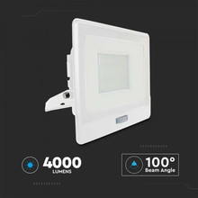 LED Прожектор с PIR сензор 50W 4000К SAMSUNG ЧИП Бяло Тяло SKU 20278 V-TAC