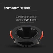 GU10 Fitting Round Black Frame + Black Reflector