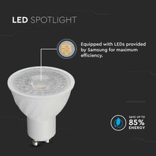 LED Крушка GU10 6W 3000K 38° SAMSUNG ЧИП SKU 21189 V-TAC