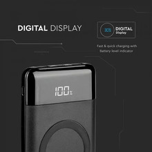 SKU 8905 Външна Батерия Безжично Зареждане USB C+B 10К Mah Черна с марка V-TAC