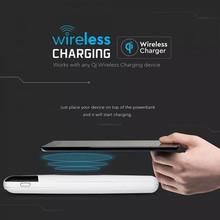 SKU 8906 Външна Батерия Безжично Зареждане USB C+B 10К Mah Бяла с марка V-TAC