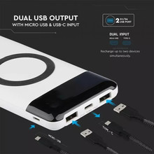 SKU 8906 Външна Батерия Безжично Зареждане USB C+B 10К Mah Бяла с марка V-TAC